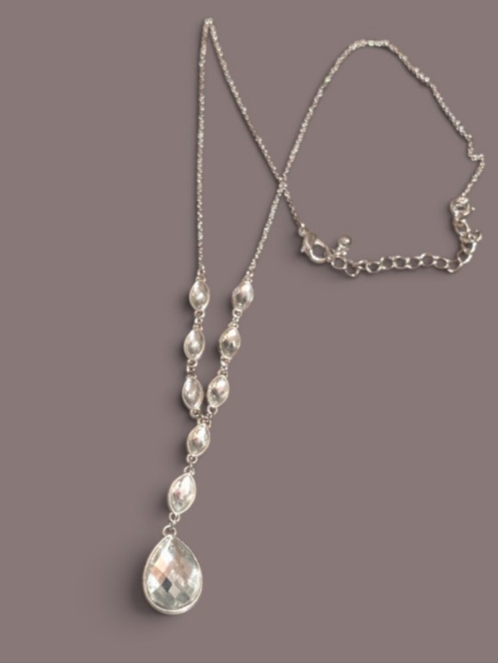Silver Teardrop Pendant Necklace - Women Jewelry